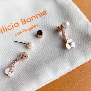 Alicia Bonnie Rose Gold Pearl Flower Drop Earrings